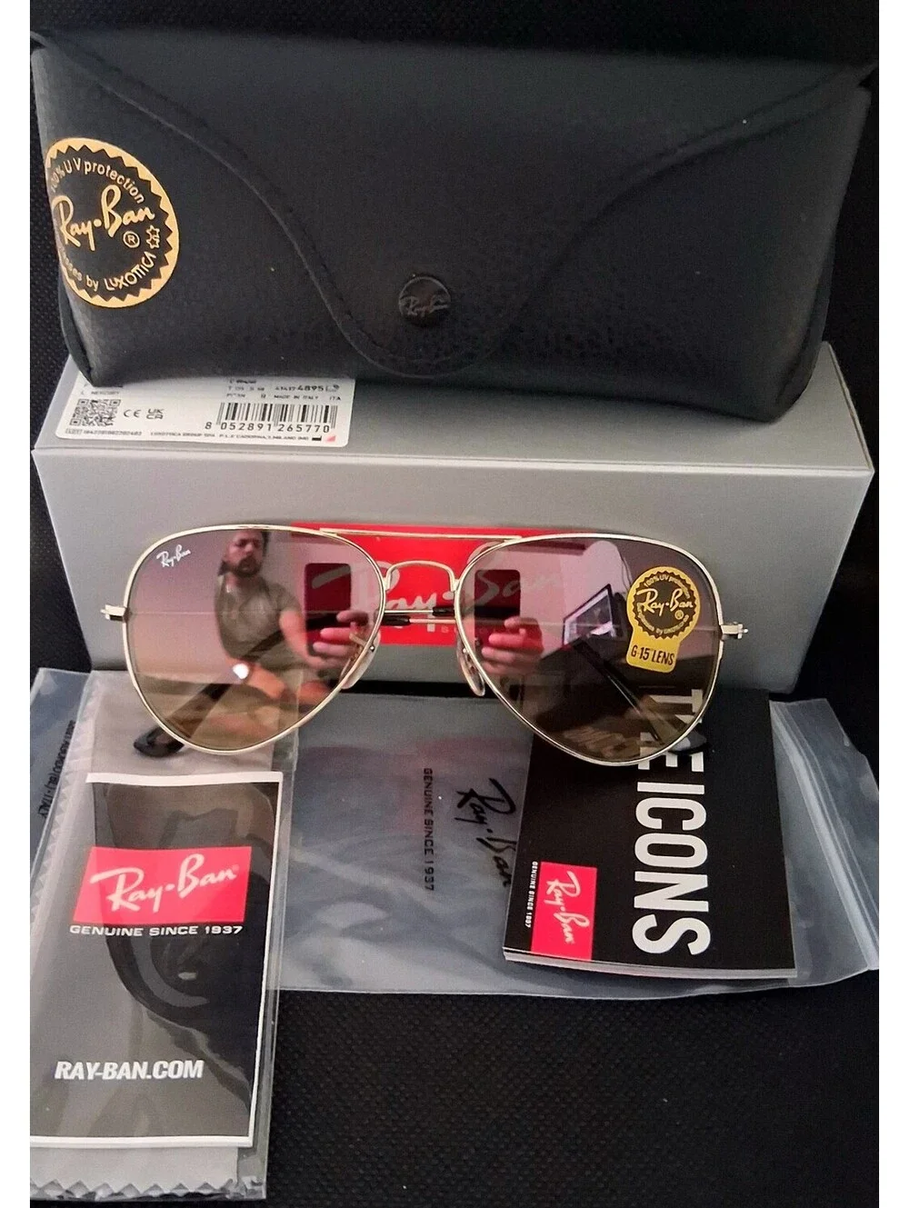 NEW Ray Ban RB3025 58mm Aviator Mirrored Lens Gunmetal Frame Sunglasses